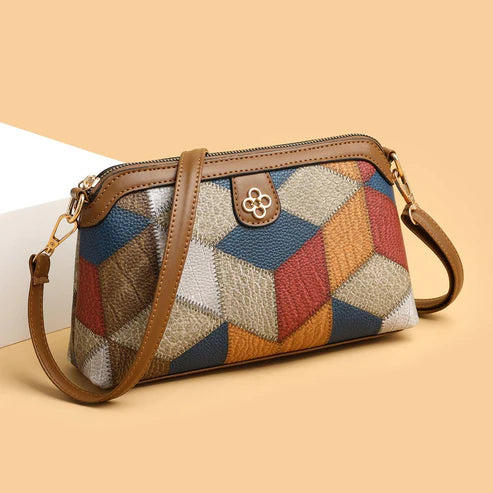 Bohemian Crossbody Bag Geometric Patchwork & Ethnic Style