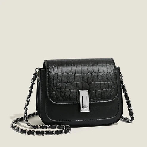 Black Crocodile Pattern Shoulder Bag
