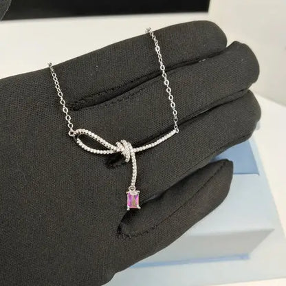 Aurora Small Sugar Cube Ribbon Knot Necklace