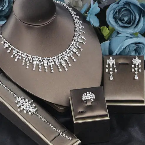 Bridal Zircon 3A Necklace Earrings Set