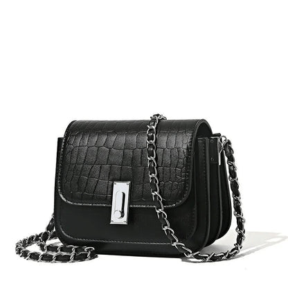 Black Crocodile Pattern Shoulder Bag