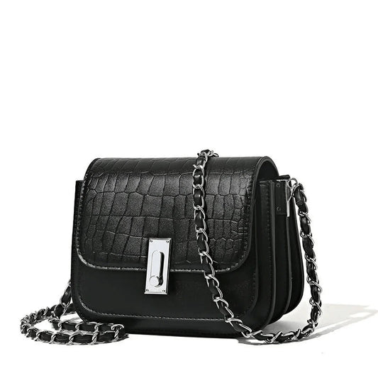 Black Crocodile Pattern Shoulder Bag