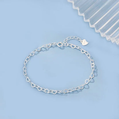 S925 Sterling Silver Heart Chain Bracelet