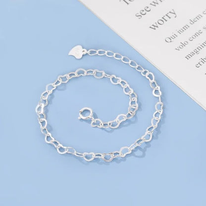 S925 Sterling Silver Heart Chain Bracelet