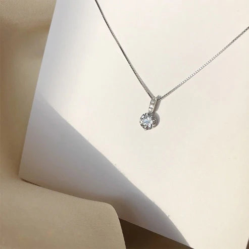 S925 Sterling Silver Solitaire Necklace