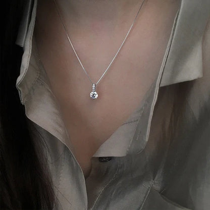 S925 Sterling Silver Solitaire Necklace
